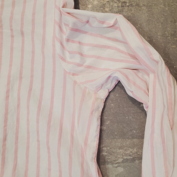Sezane Gina Button Down Long Sleeve Cotton Shirt. White, Pink Striped. 6US. Lace - Picture 12 of 16